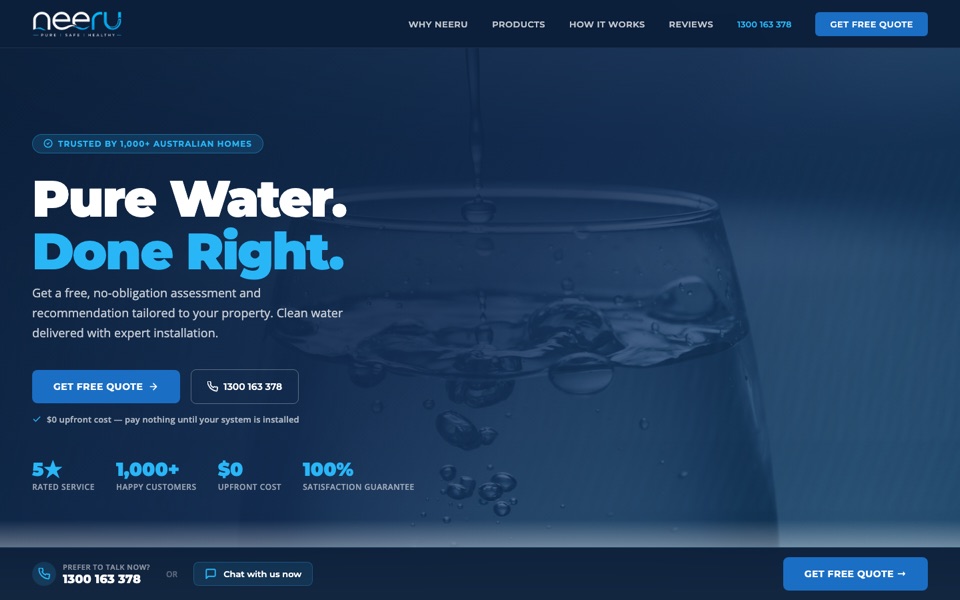 Neeru Pure Water Systems website preview