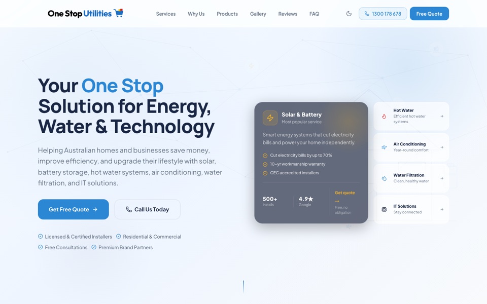 One Stop Utilities website preview